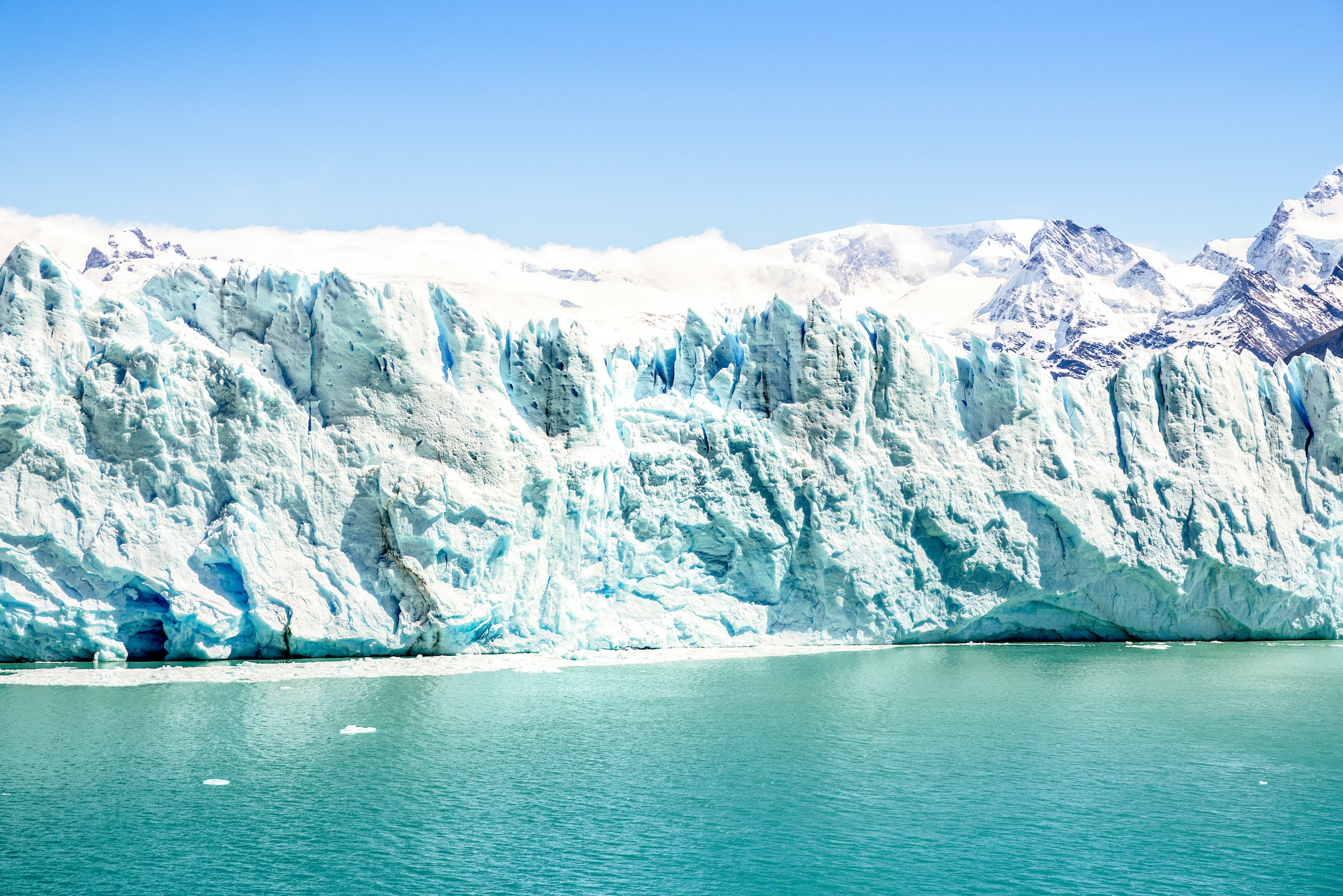 Frontal detailed view of Perito Moreno glaciar in argentinian Patagonia